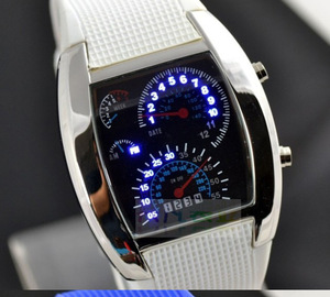 Tốt Nhất Bán Người Đàn Ông Thể Thao RPM Turbo Flash LED Đồng Hồ Đeo Tay Xe Tốc Độ Meter Quay Số Nhị Phân Ma Trận Kỹ Thuật Số Đồng Hồ Điện Tử - Product Image 4