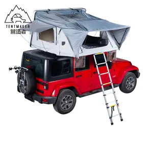 Tenda Kemah atap otomatis kanvas anti air ekstra besar untuk 4x4 tiang Aluminum untuk penggunaan atap mobil