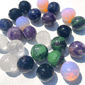 Venta al por mayor tallado a mano 2,5 cm lunas <span class=keywords><strong>de</strong></span> cristal <span class=keywords><strong>de</strong></span> cuarzo transparente sodalita negro obsidiana realista planeta <span class=keywords><strong>Luna</strong></span> bola - Product Image 2