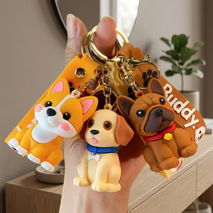 Porte-clés mousqueton personnalisé en caoutchouc 3D Shiba Inu, durable, mignon, animal de dessin animé, écologique, non toxique, cadeau de Noël, vente en gros - Product Image 5