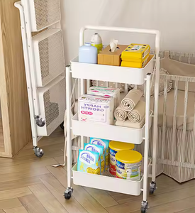 ポータブル金属トロリー家庭用床置きスナックオーガナイザーベッドルーム用ホイール付き子供部屋本棚 - Product Image 2