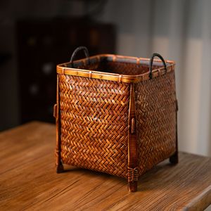 <b>Bamboo</b> Woven Basket Rectangle Tung Oil Finish Storage Living Room Use - Product Image 2
