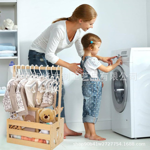 Wooden children's clothing storage box, household storage box, wooden hanging baby <b>wardrobe</b>, gift and toy storage rack - Product Image 3