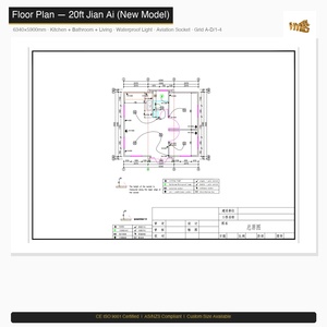 Casa Contenedor Modular de 20 pies con Planos Eléctricos Completos H=200-1800 Enchufes Iluminación Impermeable Certificación AS/NZS CE ISO 9001 - Product Image 5