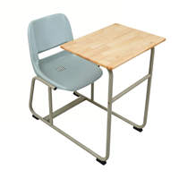 Ensemble bureau et chaise d'étudiant robuste et moderne avec tiroir profond, crochet porte-livres, structure métallique et plateau inclinable en MDF pour salle de classe secondaire