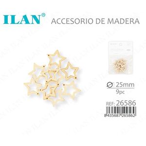 Accessorio in Legno a Forma di Stella ILAN 25mm 9 Pezzi per Decorazioni Artigianali - Product Image 3