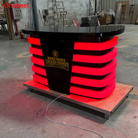Table de diffusion en direct pour influenceurs, bureau d'accueil en bois avec LED rouges, petite taille