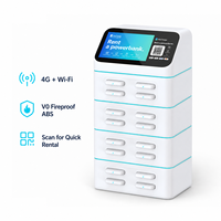 Station de location de batteries externes OEM avec écran publicitaire, application personnalisée et chargeur de bureau 16 emplacements 60W 4G/WiFi en ABS ignifuge