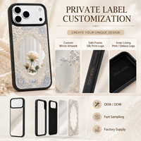 Coque de téléphone portable 2-en-1 antichoc avec miroir de maquillage personnalisé, cadre en TPU et doublure en microfibre pour iPhone 16 17 18 Pro Max
