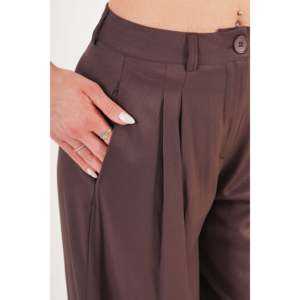 Pantalons de café en gros pour filles, plissés, double poche, coupe ample, respirant, tissé, taille élastique, décontracté, automne, XL, coloré - Product Image 2