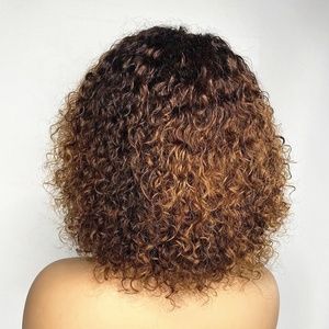 Peluca corta rizada con encaje frontal Afro, producto de tendencia, calidad superior, Bob, sin encaje con flequillo - Product Image 5