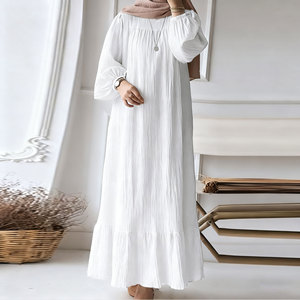 Abito Lungo <span class=keywords><strong>Retrò</strong></span> a Maniche Lunghe per Donne Musulmane Malese, Tinta Unita, per Primavera e Autunno, Nuovo <span class=keywords><strong>Abbigliamento</strong></span> Casual Taglie Forti - Product Image 6