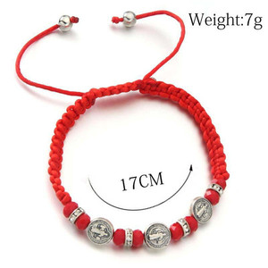 Cross Beaded <b>Bracelet</b> <b>Red</b> And Black Tibetan Silver Geometric Design Gift Jewelry - Product Image 2