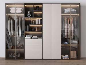 Armario de Dormitorio Moderno y Minimalista de Lujo con Puerta Corredera de Vidrio y Estilo de Madera Melamina para Organizar la Ropa - Product Image 6