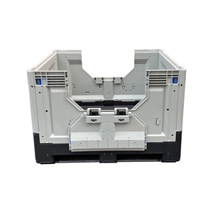 กล่องพาเลทพลาสติกพับได้แบบ<span class=keywords><strong>สอง</strong></span>ประตูด้านยาวสีเทา สำหรับเก็บผลไม้ ไม่มีฝาปิด - Product Image 5