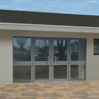 Porte d'entrée double en alliage d'aluminium sur mesure pour hôpital, centre commercial, bureau