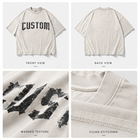 T-shirt surdimensionné pour homme avec impression de lettres gothiques anciennes anglaises, style vintage délavé à l'acide, streetwear avec finition usée