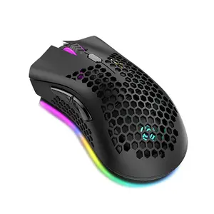 Wirelessly Mouse with USB Receiver Plug Ergonomic Optical RGB Illuminated Mouse 3 Levels DPI with Scroll Wheel 2 Thumb Buttons B