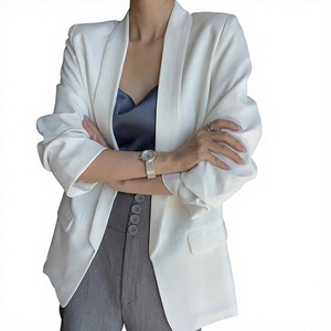 <span class=keywords><strong>Blazer</strong></span> Casual Abierto por Delante para <span class=keywords><strong>Mujer</strong></span> con Logotipo Personalizado, Chaqueta de Traje de Negocios de Color Sólido para Oficina, <span class=keywords><strong>Blazer</strong></span> Elegante de Talla Grande al por Mayor - Product Image 1