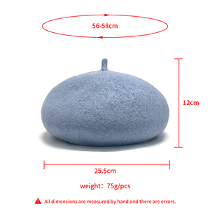 Wholesale Autumn <strong>Winter</strong> Fashion French Women'S 90% Wool Beret <strong>Hat</strong> Cap for Women <strong>Ladies</strong> Men - Product Image 2