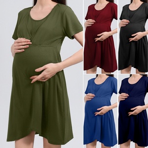 Elegante Vestido <span class=keywords><strong>de</strong></span> Maternidad Estilo Francés, Vestido <span class=keywords><strong>de</strong></span> Lactancia y para Dormir, Transpirable, <span class=keywords><strong>de</strong></span> Poliéster, para Primavera/Verano, Ropa <span class=keywords><strong>de</strong></span> Dormir para Mujer, Postparto, para el Hogar - Product Image 2