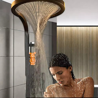 Nouveau Système de Douche Multifonctionnel Noir 2025 en Acier Inoxydable avec Colonne de Douche Cascade, Pluie et Jets de Massage – Vente Flash