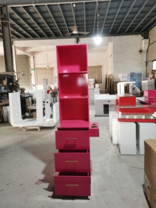 2024 dernières 10 ans de garantie Offre Spéciale classique rose Salon de coiffure Stations de coiffure poste de maquillage armoire en <span class=keywords><strong>bois</strong></span> - Product Image 4