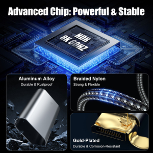 Câble <span class=keywords><strong>USB</strong></span> C <span class=keywords><strong>vers</strong></span> <span class=keywords><strong>DisplayPort</strong></span> 8K60Hz 4K144Hz, 32,4 Gbps, haute vitesse, Type C <span class=keywords><strong>vers</strong></span> DP, pour ordinateur portable de jeu, smartphone, moniteur HDTV - Product Image 6
