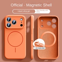 Applicable à l'iPhone 17 ProMax coque de téléphone caméra bouton intégré tout compris 16 15 14 étui en silicone liquide magnétique orange