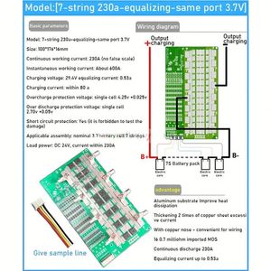 Placa de protección de batería de litio Li-ion Lifepo4 6S 7S 8S 24V BMS con balance de carga 50A 100A 130A 230A para herramientas eléctricas e inversores de RV - Product Image 5