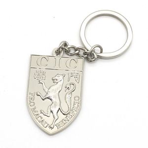 Fashionable <b>Custom</b> Metal Keychain for Teenagers Nickel Plating 2D Shield Shape <b>Key</b> Chain for Company Event - Product Image 1