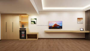 Ensemble de meubles de chambre à coucher pour hôtel 3 étoiles, personnalisable, moderne, durable, économique, avec lit king size, armoire, mini bar et télévision - Product Image 4