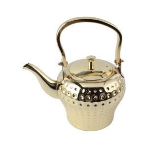 Bouilloire en cuivre doré avec couvercle, design vintage, pour la préparation du thé - Product Image 2