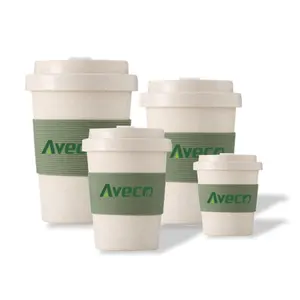 100% Natuurlijke Biologisch Afbreekbare Custom Eco Vriendelijke Houden Takeaway Groothandel Bamboevezel Herbruikbare Koffie Cup Te Gaan Met Bamboe Deksel