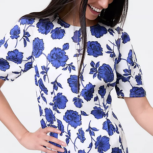 Floral Linen Blend Eco-Friendly Breathable A-Line Casual Loose Fit <strong>Midi</strong> <strong>Dress</strong> OEM Service - Product Image 3
