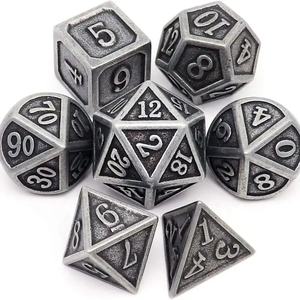 Cadeau de fête en métal 7 pièces ensemble donjons et dragons solide dés mdn cadeau jeu de société jouet - Product Image 2