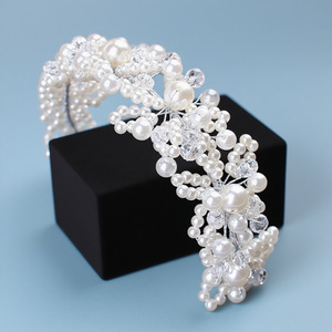 À la mode en plastique strass cristal chaîne de <span class=keywords><strong>cheveux</strong></span> <span class=keywords><strong>mariage</strong></span> casque accessoire de fête pour mariée perle chapeaux bandeau élégant - Product Image 6