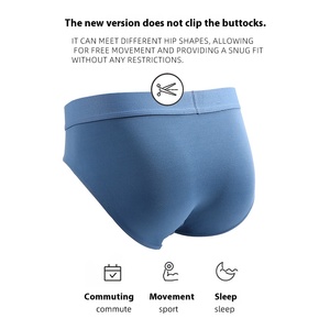 <strong>Men's</strong> New Mid-Waist Seamless Underwear Breathable Knitted Fabric Sexy Crotch <strong>Briefs</strong> with Comfortable <strong>Pouch</strong> Cross-Border Design - Product Image 3