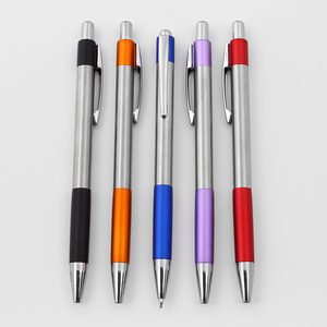 Stylo bille promotionnel 2024 à corps métallique fin, pointe de 1,0 mm, logo personnalisable en noir et blanc - Product Image 1