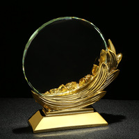 MH-NJ0262 de récompense du trophée de cristal d'événement de roses de résine de bronze d'argent d'or