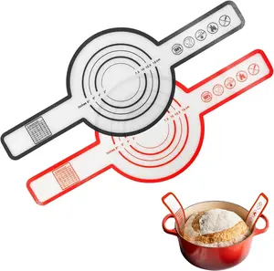 Individuelles Logo wiederverwendbare Brotbackmatte mit langem Griff Backblechfutter Antihaft-Silikon-Bakerdecke für Holländer Ofen