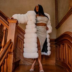 RXFurs Custom New Fashion Clothing giacca Hot Pink pelliccia <span class=keywords><strong>a</strong></span> <span class=keywords><strong>righe</strong></span> di lusso da <span class=keywords><strong>donna</strong></span> in vera pelliccia <span class=keywords><strong>a</strong></span> figura intera - Product Image 5