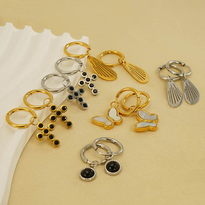 Zogxin Stainless Steel Cuff Earrings Cross Butterfly Hollow Design Gold Silver For Women Fashion Jewelry - Product Image 3