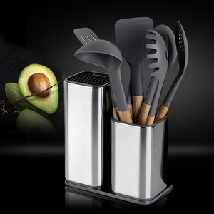 Organisateur de plan de travail de cuisine en acier inoxydable, bloc à <span class=keywords><strong>couteaux</strong></span> universel et <span class=keywords><strong>porte</strong></span>-ustensiles - Product Image 5
