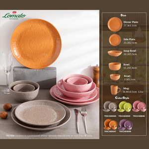 Ensemble d'assiettes en céramique gaufrée minimaliste de 6 pièces Design moderne Ustensiles de cuisine de couleur unie pour un usage quotidien Fêtes Motif personnalisable - Product Image 6