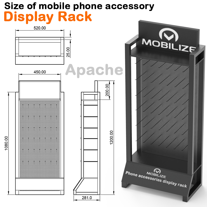 Apache Modern Customizable Display Unit Powder Coated Metal Earphone Stand with Floor to Floor Design for Supermarket — view 2