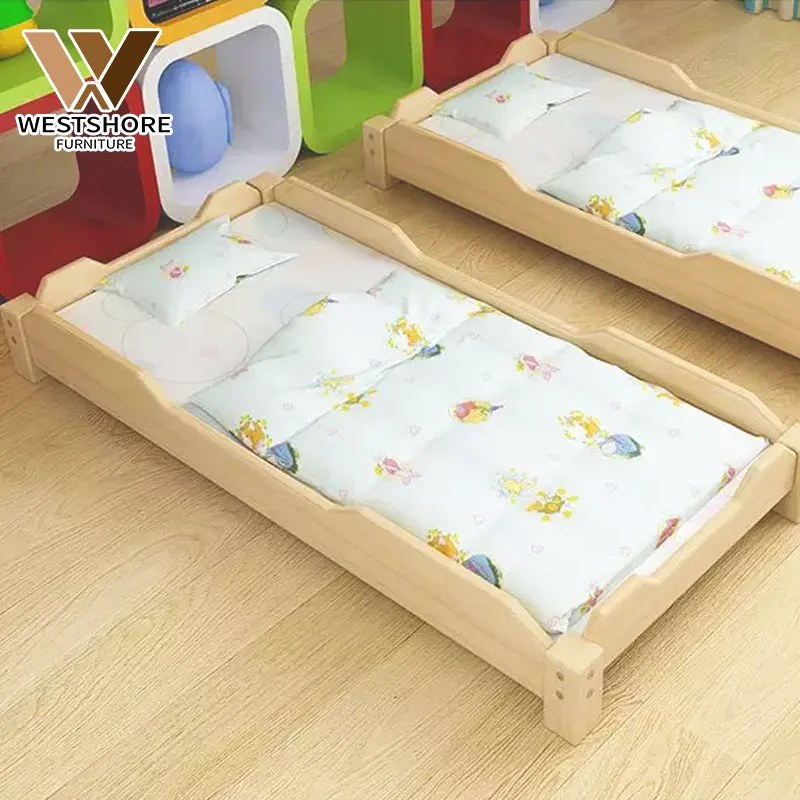 어린이 단단한 나무 단일 침대 유치원 어린이 휴식 침대 보육 가구 잠자는 침대 어린이 나무 아기 침대