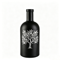 Großhandel Mattschwarze Siebdruck Leere Runde Glasflasche für Olivenöl 200ml 375ml 500ml 750ml 1000ml