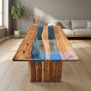 <b>Wooden</b> Epoxy Resin <b>Dining</b> <b>Table</b> Modern Rectangle Solid Wood <b>Table</b> for Home Restaurant Cafe Furniture - Product Image 6