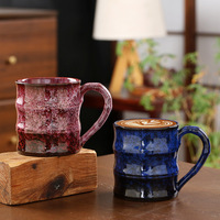 Meilleure vente transfrontalière : Tasse à café en céramique de style américain, design vintage de luxe léger, glaçure effet four, motif nœud de bambou